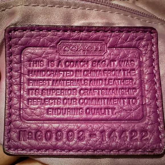 Vintage Coach purple Pink leather and Tan Signature Tote Bag shoulder bag 2009 - Picture 5 of 17